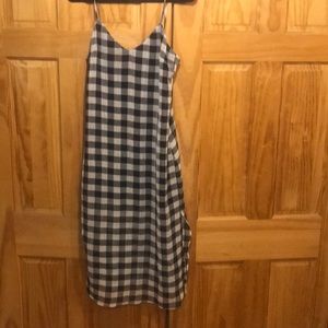 Line and Dot plaid chiffon slip dress